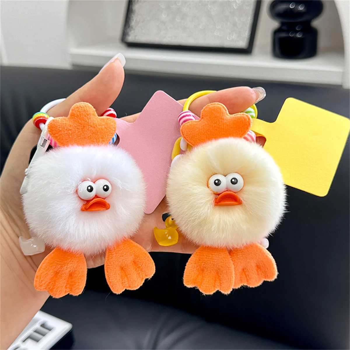Fashionable and cute Rex rabbit keychain fur duck mini pendant keychain womens bag decoration car key decoration giftXJ250409