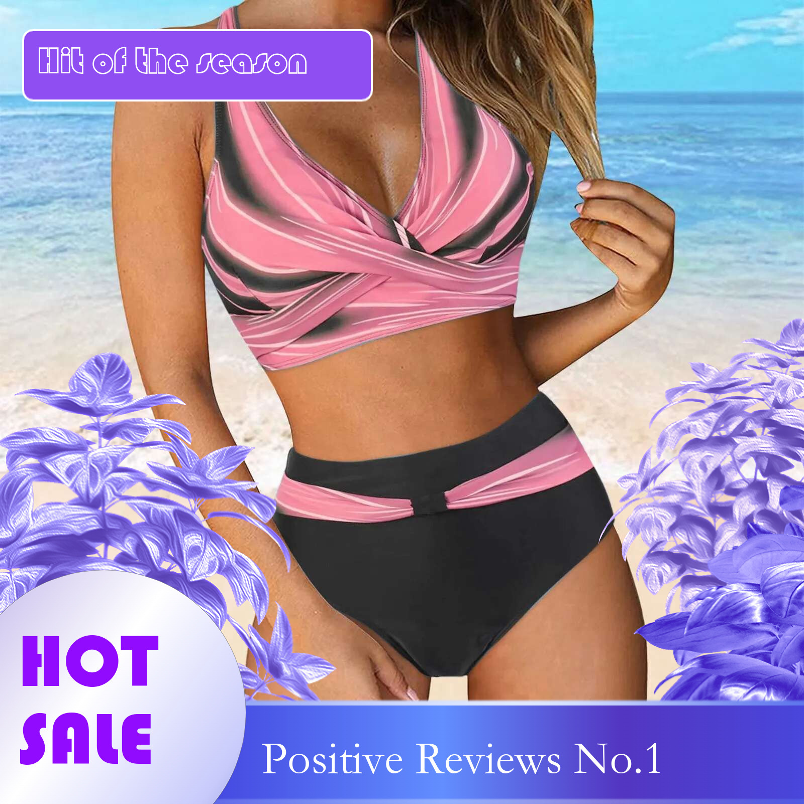 Dongdumaoyi High Waist Woman Swimsuit Side Lace Ups Push Up Ruched Two Piece Bikini Basic Sexy Color Block Swimwears Summer