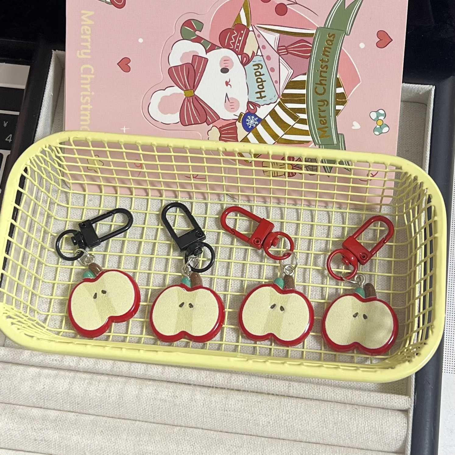 Cute red ple keychain Girlish Heart best friend backpack pendant gift Accry Fun food game backpack AccryXJ250409