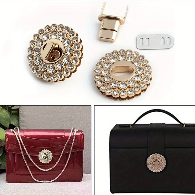 1 piece of 4color 39cm circular decorative diamond rotating lock bag twisted DIY handbag making accessories 250408