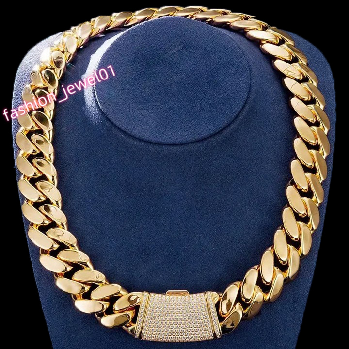 All Size 8mm 10mm 18mm Cuban Link Chain Plain 925 Silver Moissanite Clasp 18K Gold Plated Miami Cuban Link