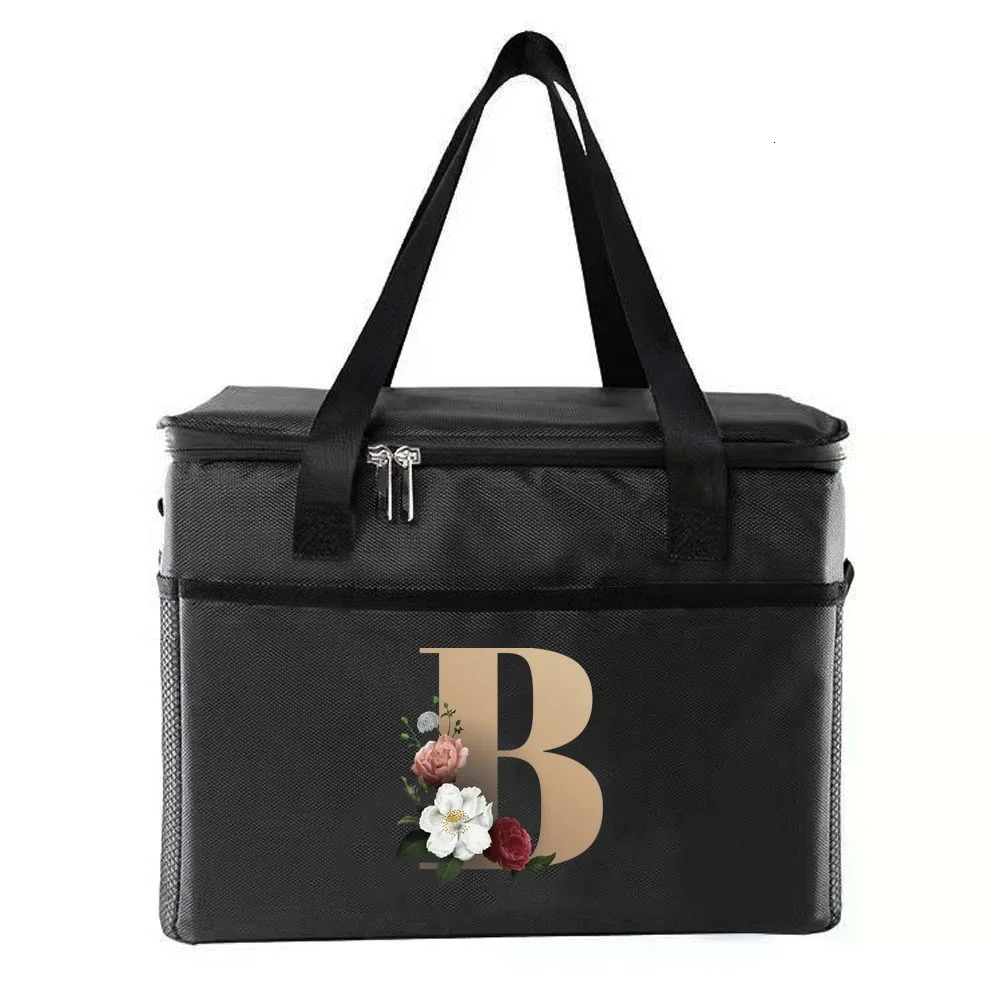 bag portable lunch insulated cooler food bento printed gold letter series travel picnic ice storage 250408