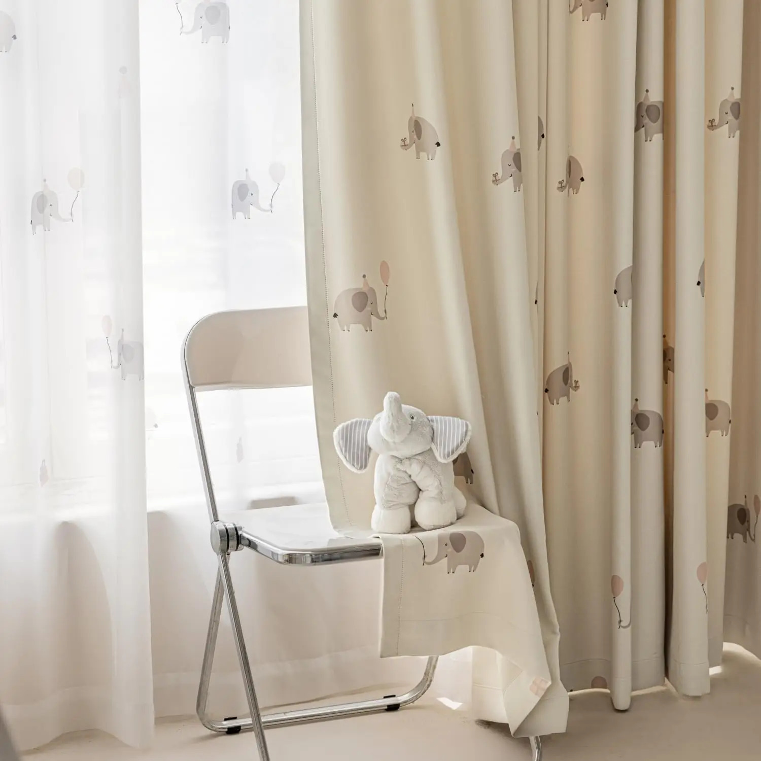 Cartoon elephant printing childrens room daycare animal patterns empty gauze curtains bedroom living room decoration 250409