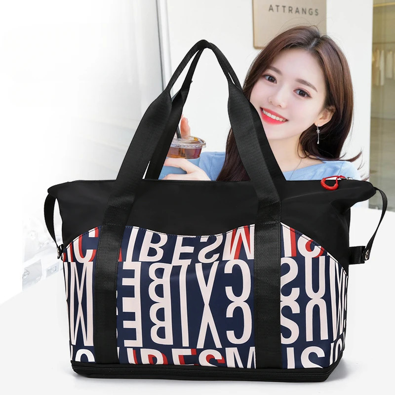 Large capacity travel handbag lightweight carry on luggage waterproof Oxford dry wet separation bag womens yoga 250408
