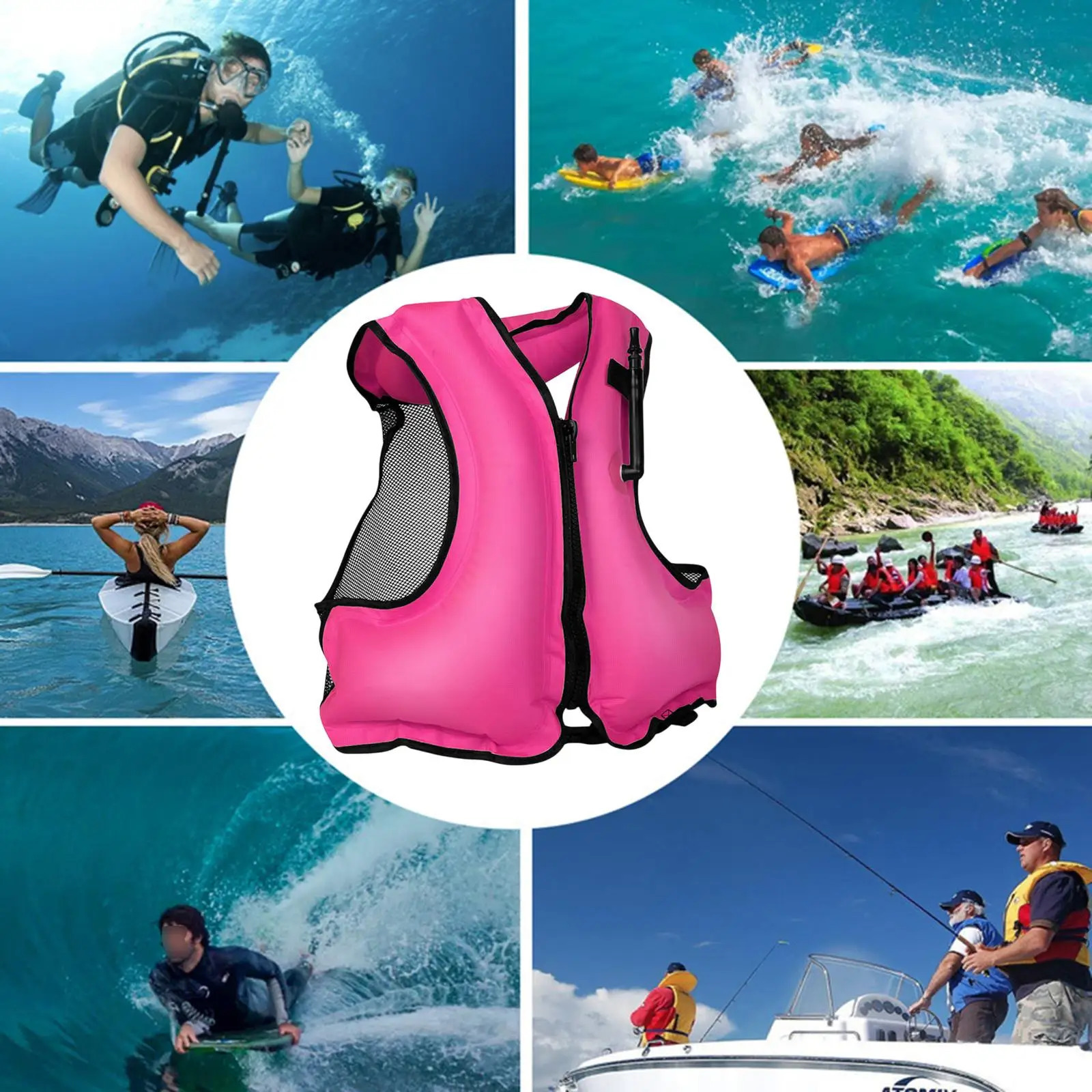 Inflatable jacket life vest auxiliary equipment used for drifting outdoor fishing buoyancy vest breathable swimsuit surfing boat accessories 250409