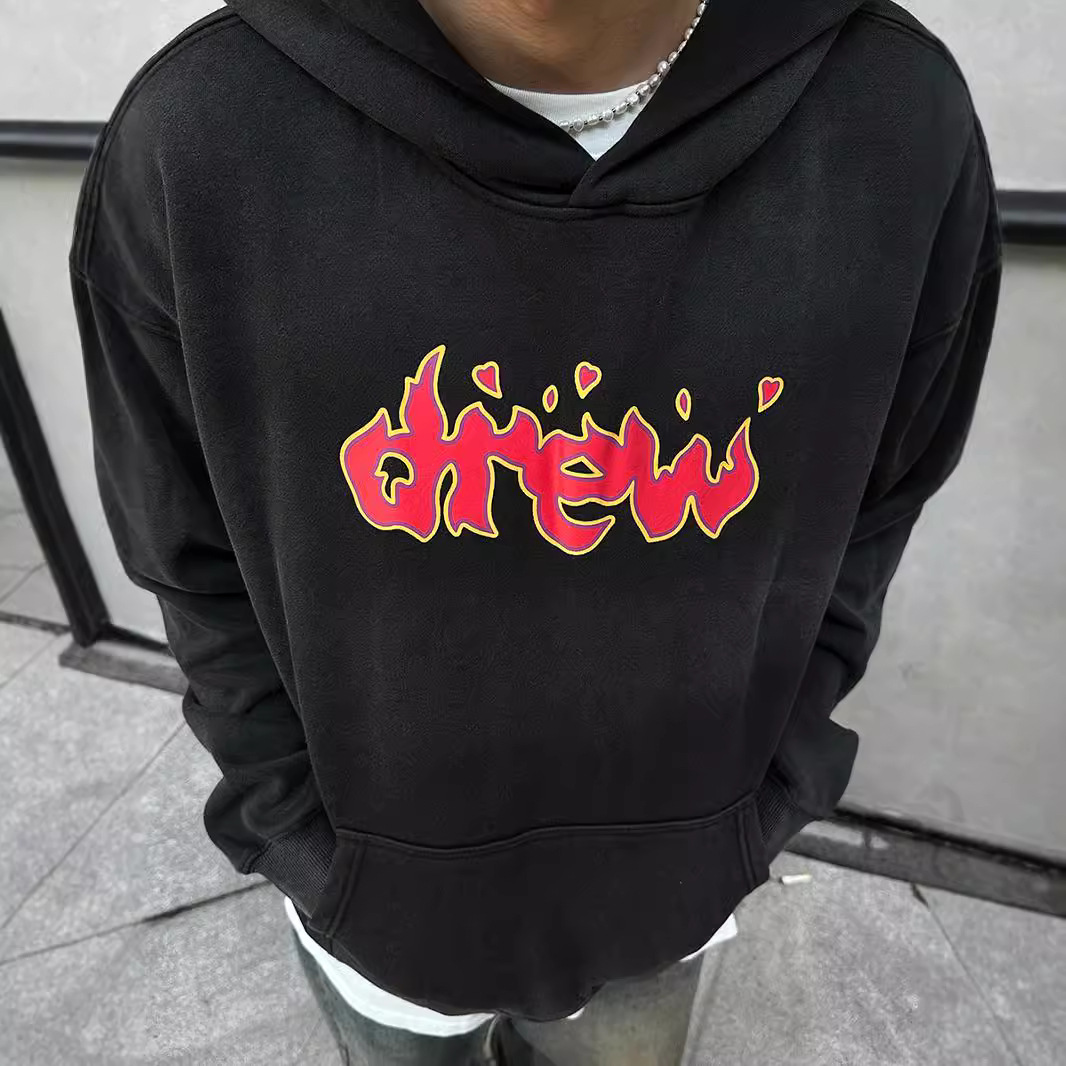 Drew House Flame Bieber Drew Print Hoodies
