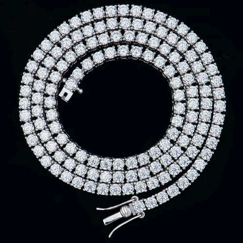 Hot-sale Unisex Hiphop Trendy Jewelry Gold Plated 925 Sterling Silver Vvs Mossanite Lab Diamond Tennis Chain Necklace
