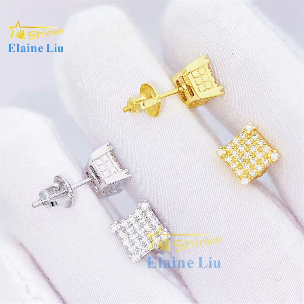 Wholesale Price Fine Jewelry Men Diamond 925 Sterling Silver Vvs Moissanitehip Hop Iced Out Jewelry Stud Earrings