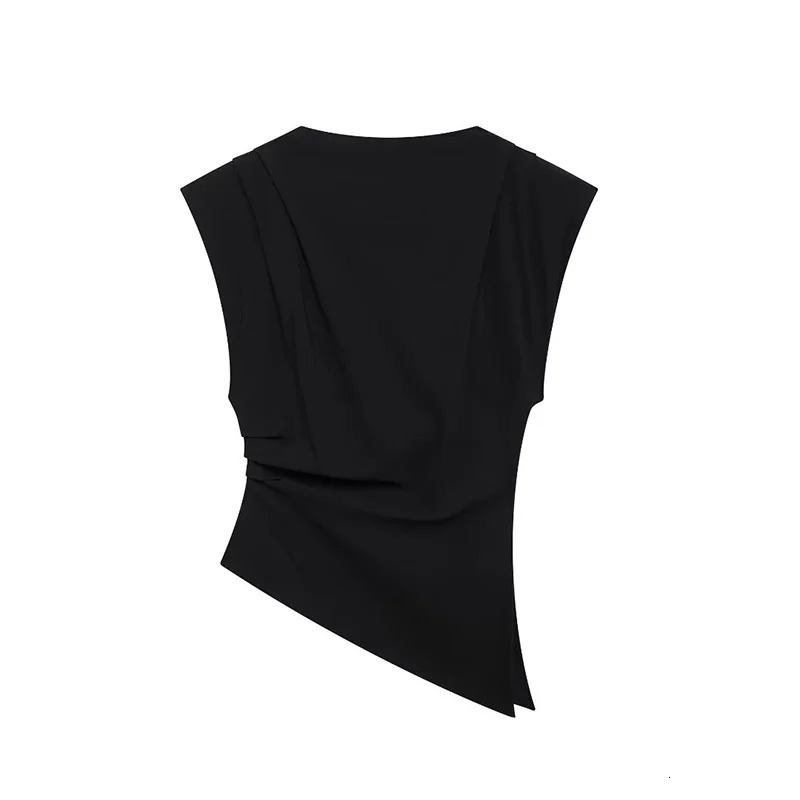 Willshela Womens Fashion Solid Folded Strap Zipper Tank Top Retro ONeck Sleeveless 250409