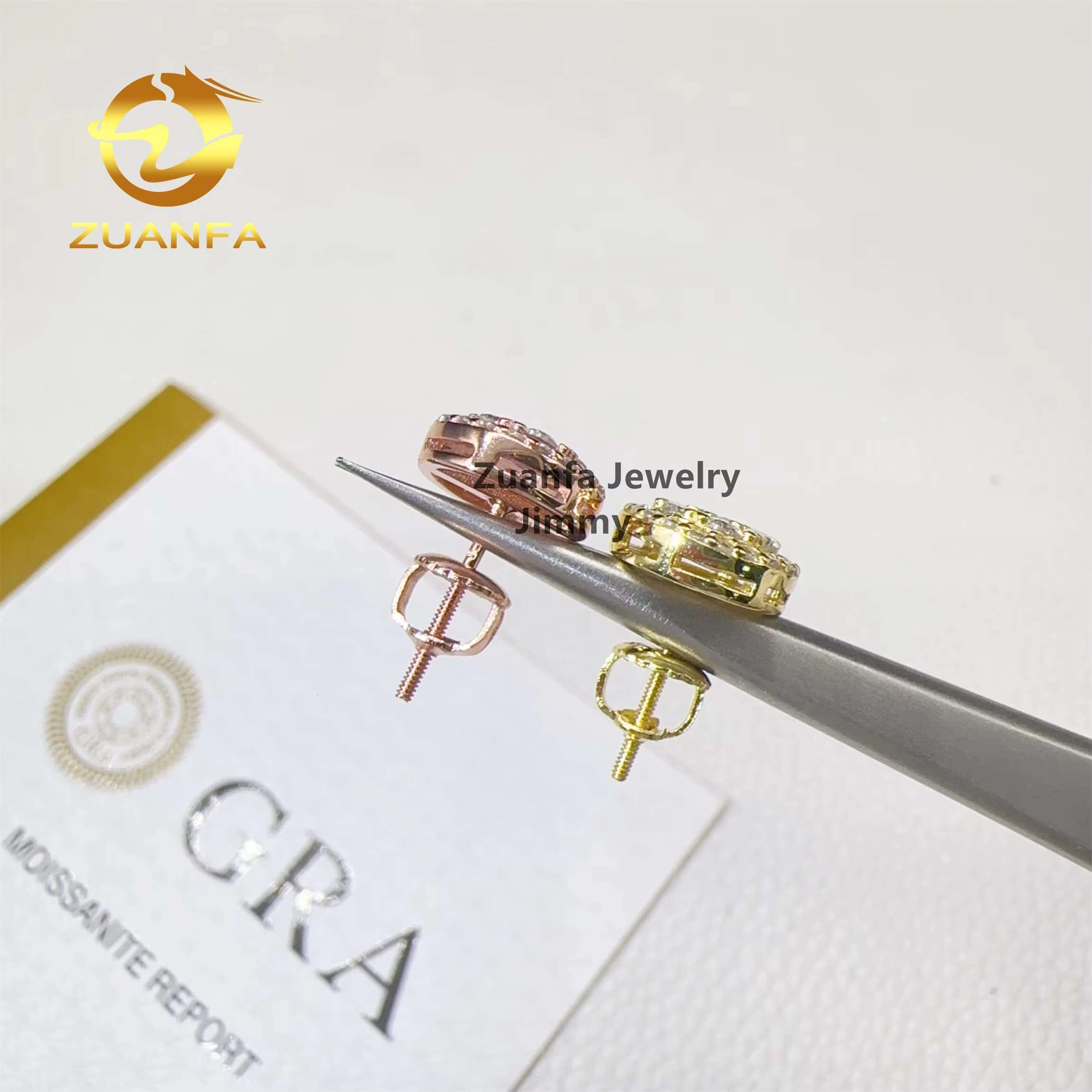 Stylish Luxury Rapper Jewelry in Stock Iced Out Hip Hop Sterling Silver S925 Vvs1 Moissanite Diamond Stud Earrings Men