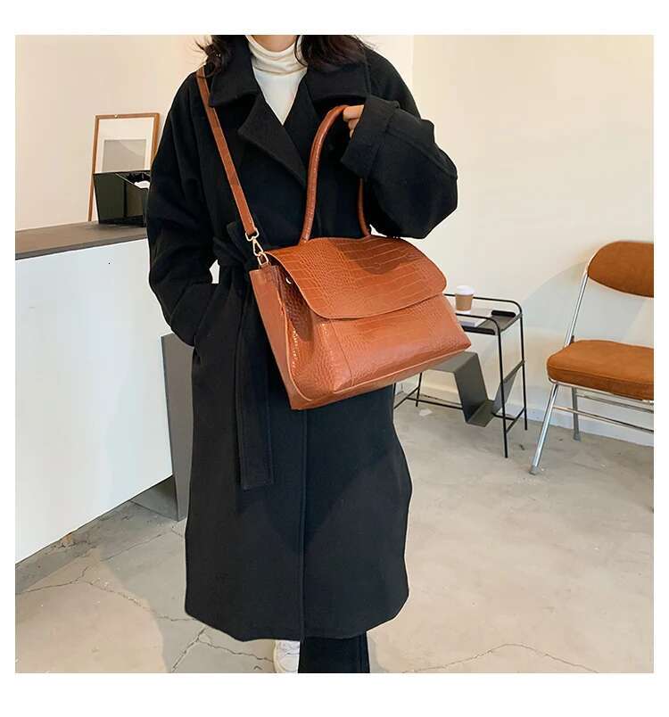 Designer Crocodile Pattern Women Handbag Large Capacity Shoulder Bags For Female Casual Totes Pu Leather Messenger Bag