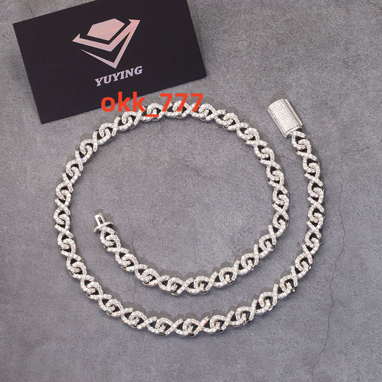 Yu Ying Hip Hop Chain 9mm Wide Iced Out 925 Silver Necklace Set D Color Moissanite Diamond Cuban Link Chain