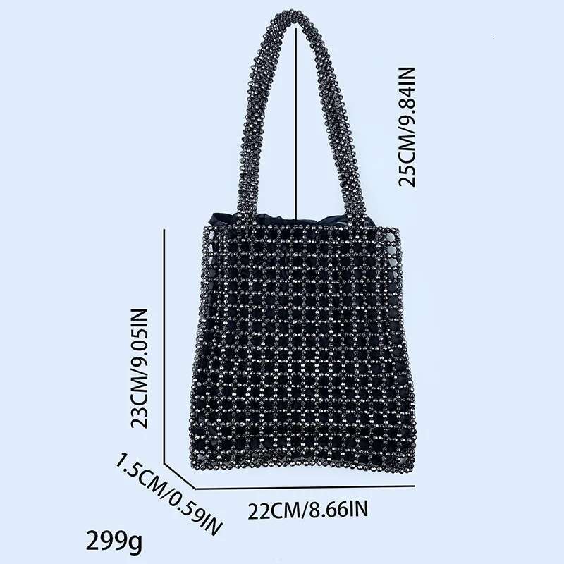 Fashion Woman Sier Acrylic Hollow Out Beaded Large Capacity Hand Woven Evening Clutch Bag Party Wedding Bolsa Feminina