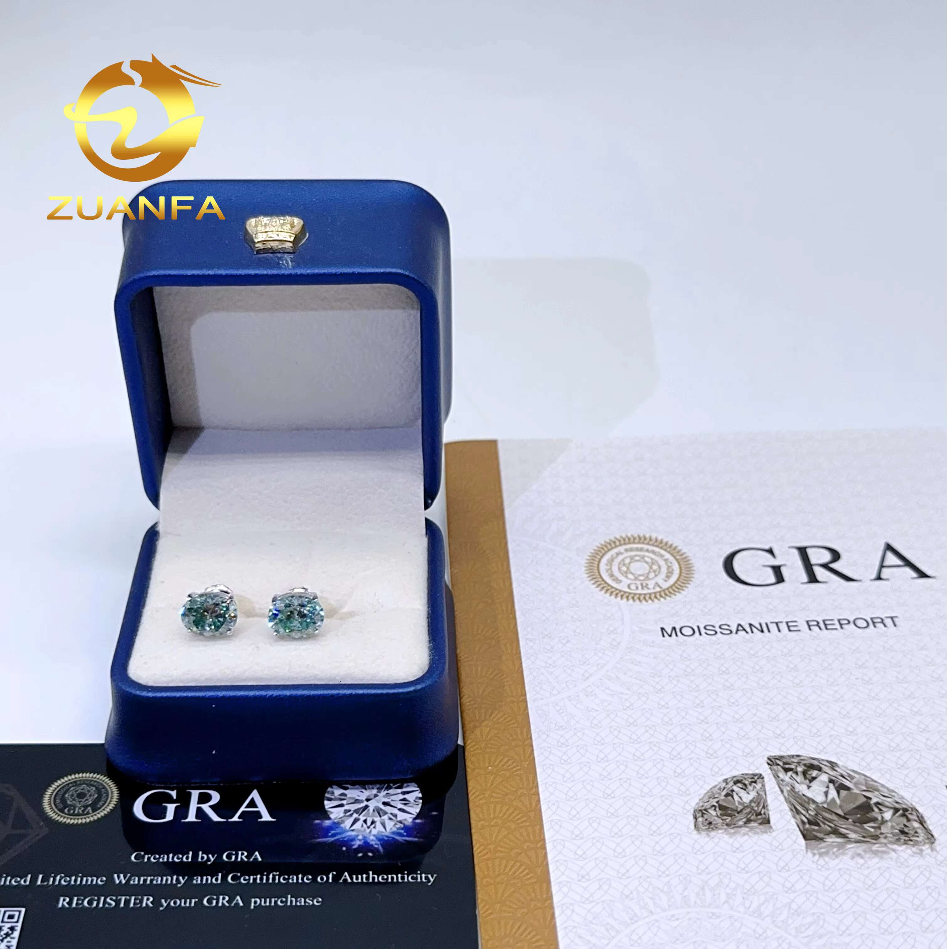 Pass Diamond Tester 925 Sterling Silver Blue Green Moissanite Stone Oval Cut Moissanite Stud Earrings for Women
