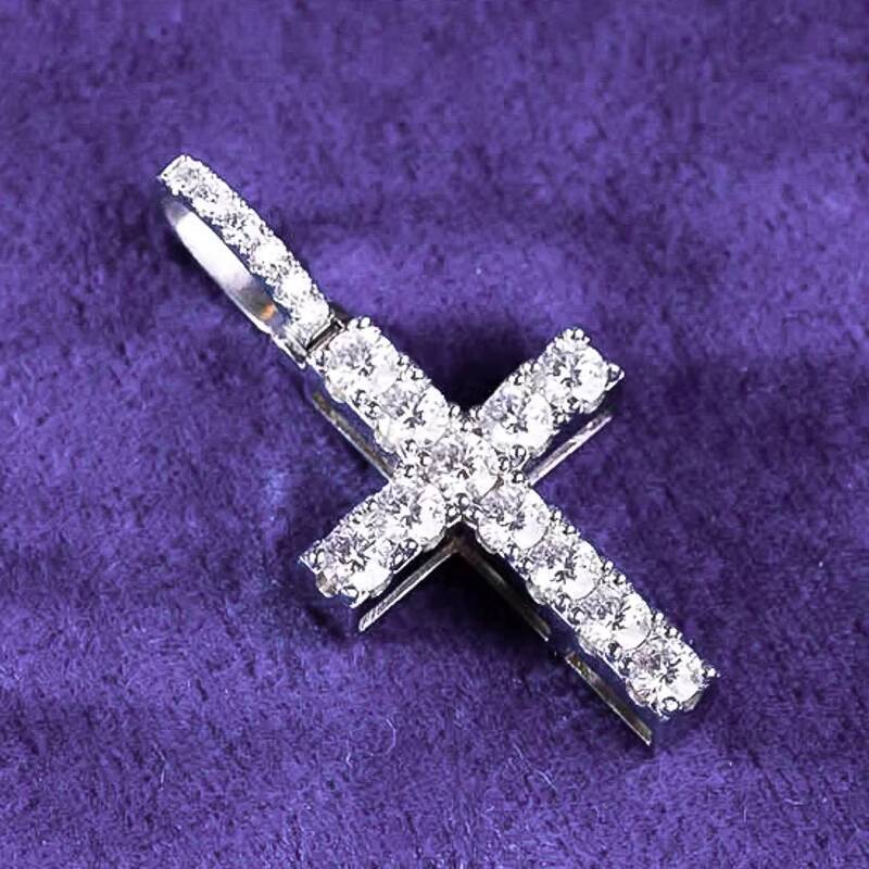 Fine Jewelry Pass Diamond Tester Hip Hop D Color Moissanite Halo Square Mens Cross Pendant With 925 Sterling Silver GRA
