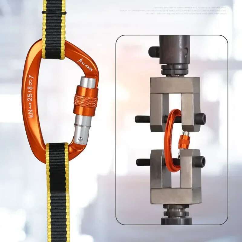 12/25KN Professional Safety Carabiner D Shape Key Hooks Aluminum Climbing Security Master Lock Outdoor Ascend Camping Tools