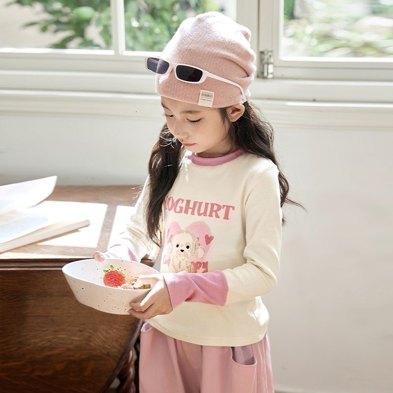 Ddmyshoesvip Girls Spring And Long Sleeve Autumn New Style Western Sweet Fake Two Piece Top Medium Sized Children S T Shirt