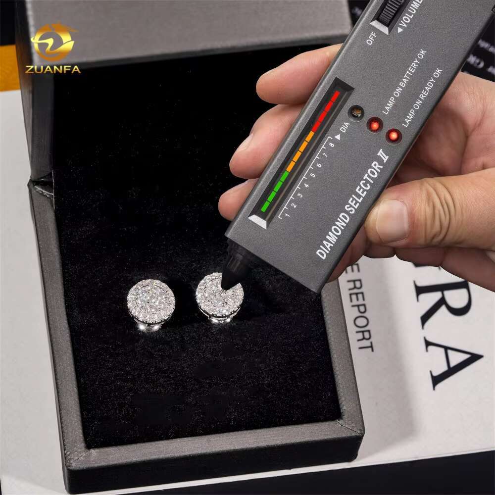 Ready to Ship Fashion Diamond Stud 925 Sterling Silver Hip Hop White Gold Moissanite Earrings