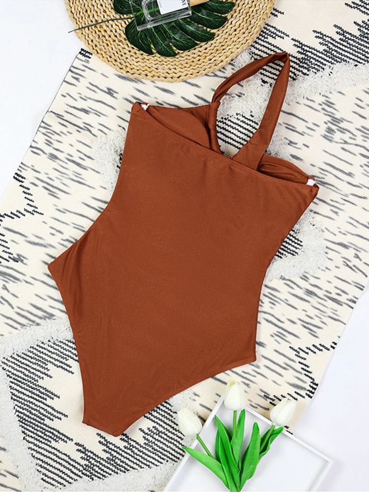 OIINAA single shoulder swimsuit womens beachwear hollow pleated onepiece fashionable bikini 250409