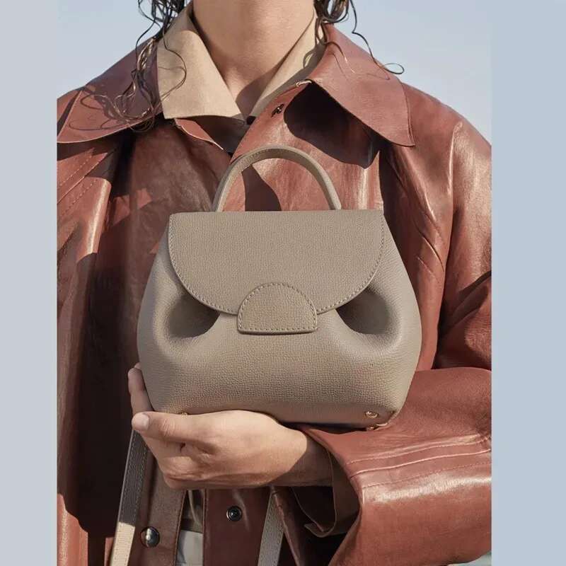 POL 2025 Contrast Litchi Pattern Handbag Backpack Crossbody Women Niche Single Shoulder Bag Commuting Festival Gift