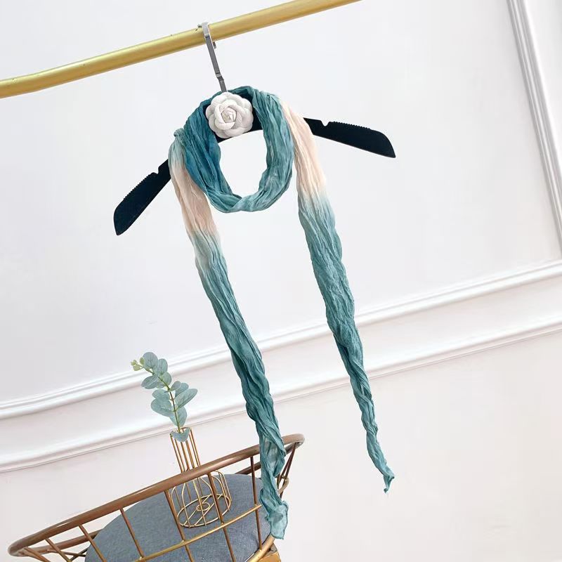 T445 cotton and linen pleated Korean scarf silk scarf female autumn and winter style fashionable and versatile student dual-use scarf outer shawl