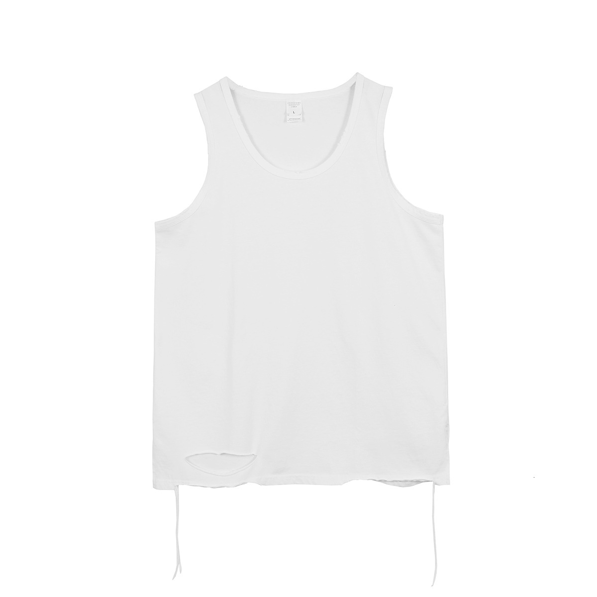 2025 Summer New Product: Water Wash Versatile Loose Sports Top, American Trendy Brand Destruction Knife Cutting Solid Color Base Tank Top