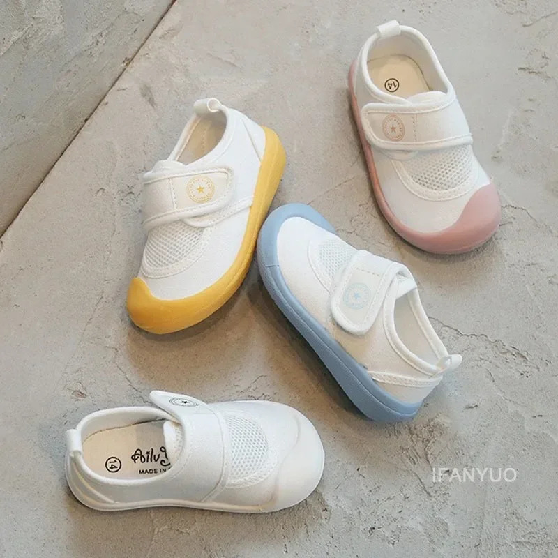Spring and summer mesh breathable childrens canvas shoes kindergarten baby solid casual shoes soft soled boys shoes 250409