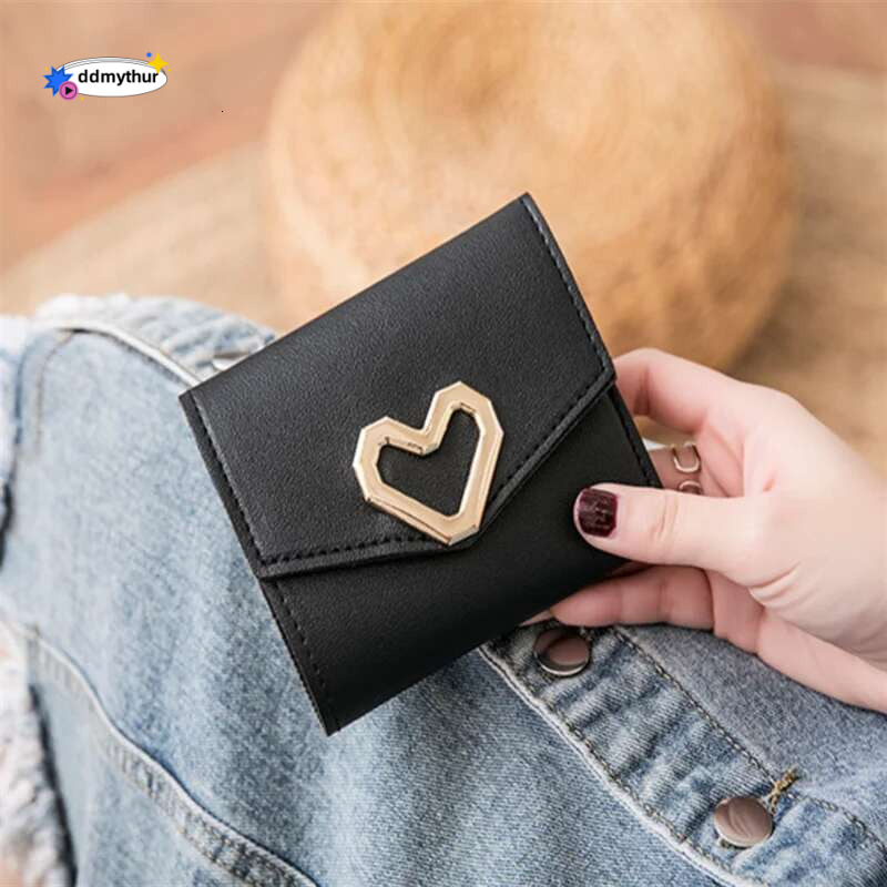 Wallets for Women, Metal Heart-shaped Card Holder, Ladies Trifold Wallets, NEWCE ddmythur