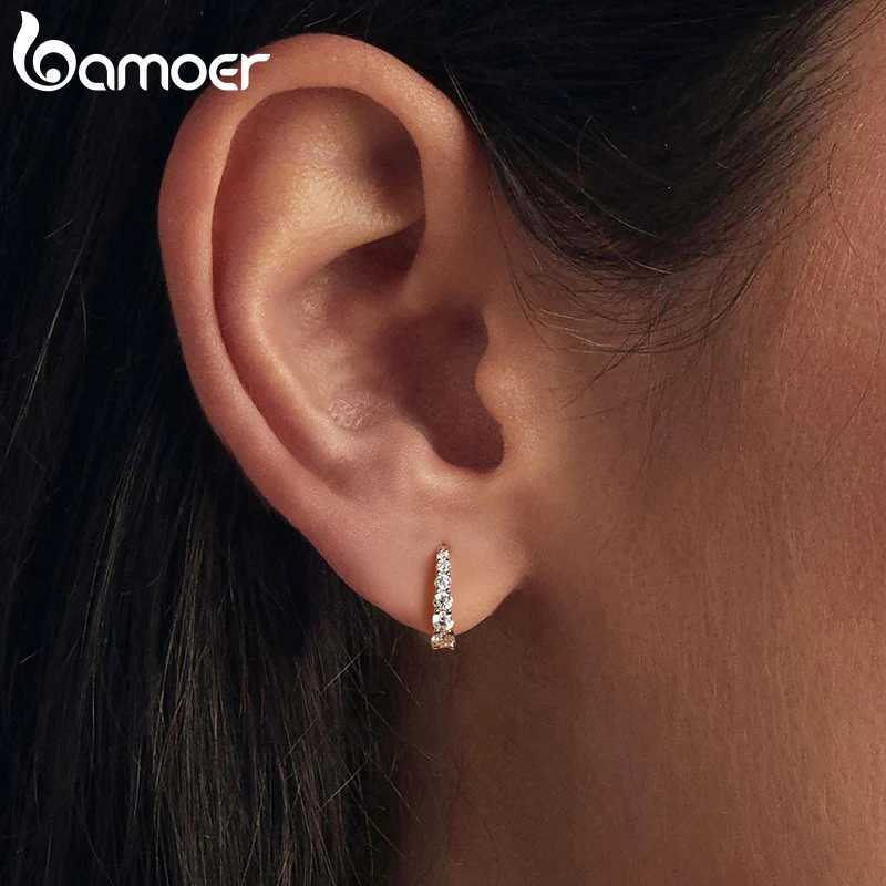 BAMOER Moissanite Hoop Earrings for Women 925 Sterling Silver Hypoallergenic Huggie Earrings with White Gold Plated MSE091 Z250408