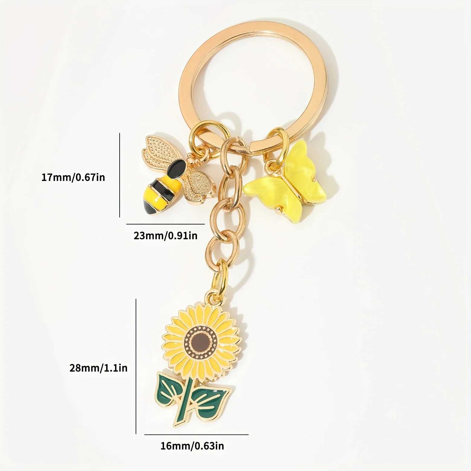 Cute enamel butterfly bee and sunflower keychainXJ250409