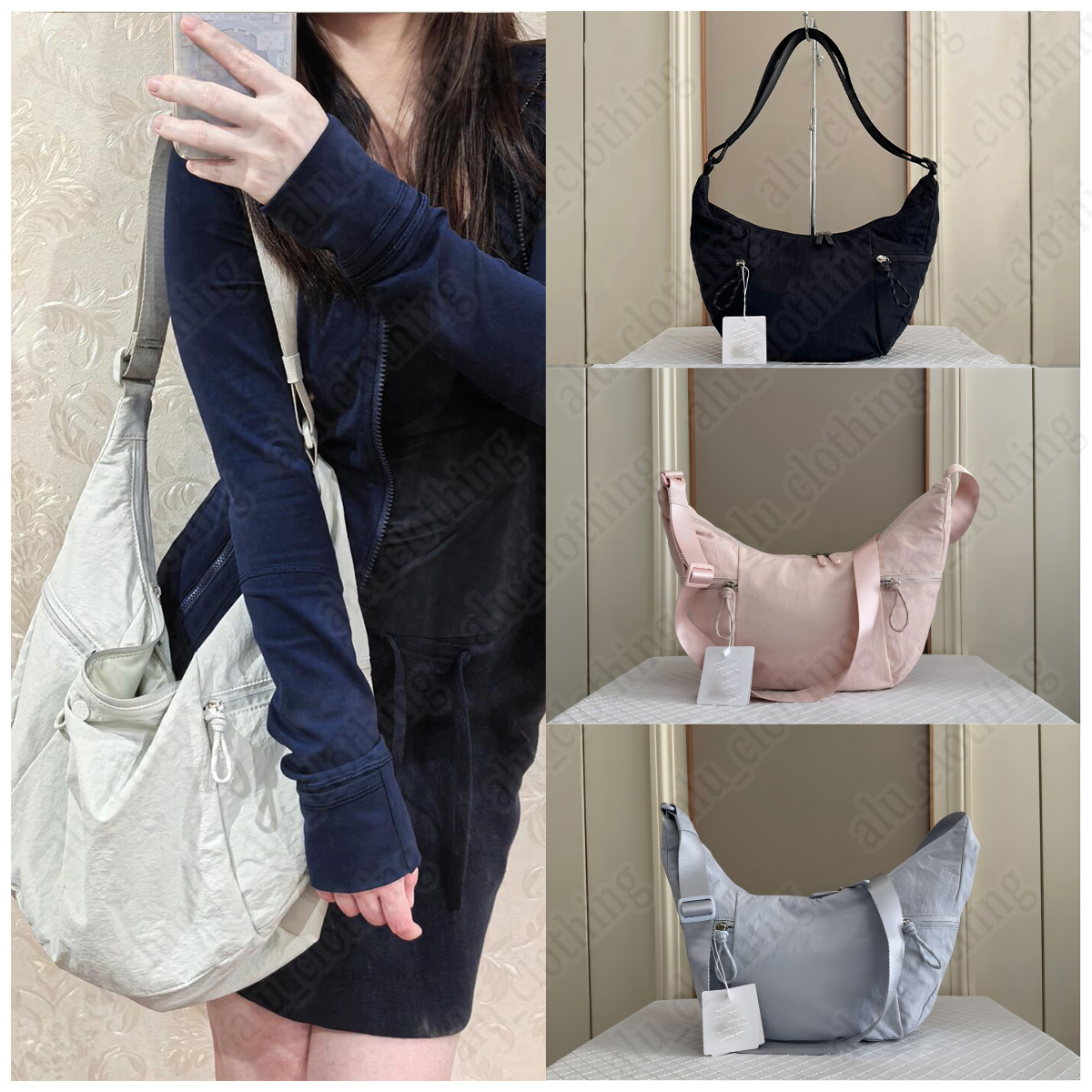 2025 New Shoulder Bag Large Slouchy 6L 13L Large Capacity Men's and Women's Crossbody Bag luluity lemoner Bag Bull Horn Bag Dumpling Bag Sports Fitness Leisure Yoga Bag