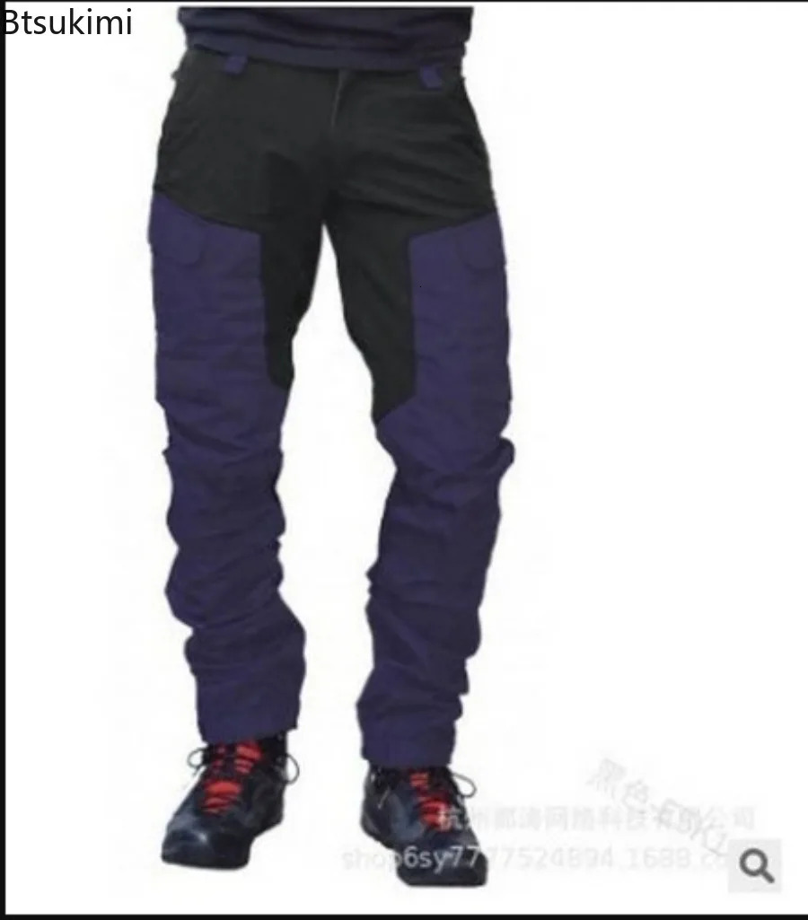 mens outdoor sports and leisure cargo pants fashionable color blocking multi pocket work backpacks jogging streetwear 250409
