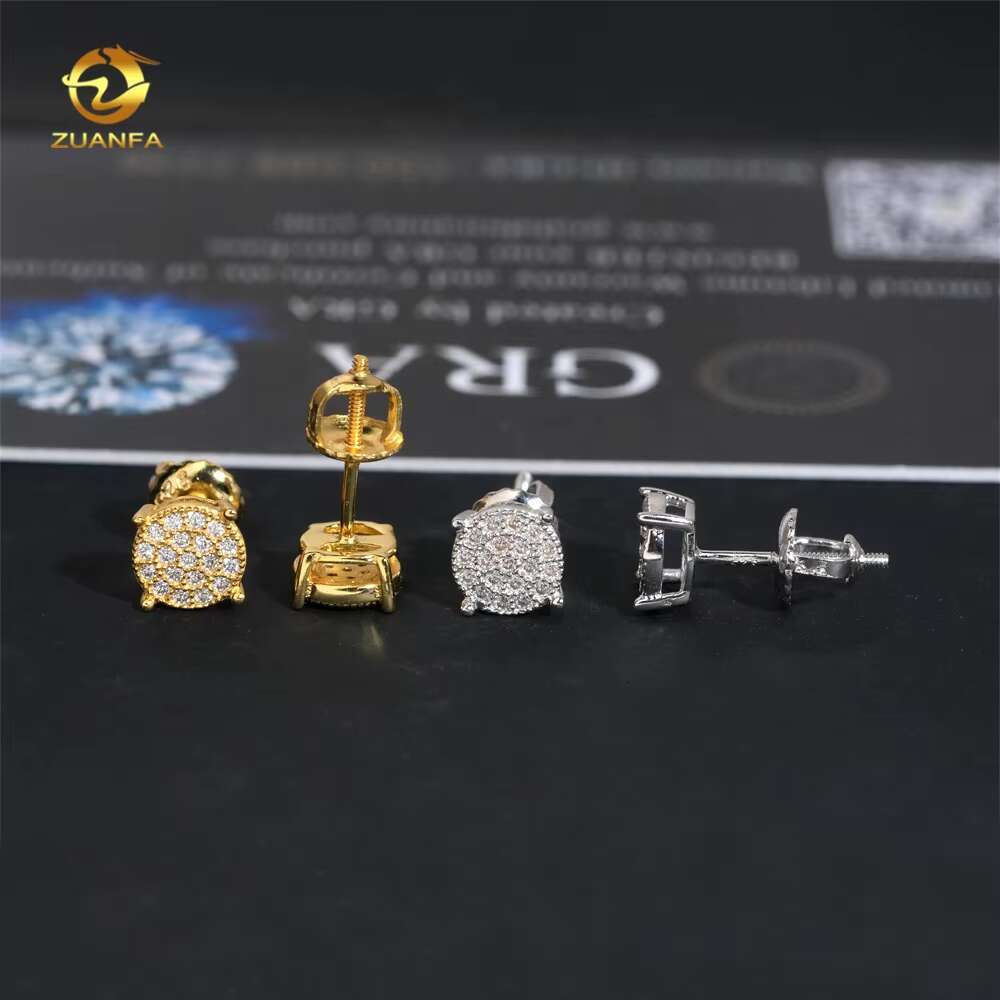 Iced Out Jewelry Diamond Stud 925 Silver Screw Back Men GRA Certificate VVS Moissanite Earrings