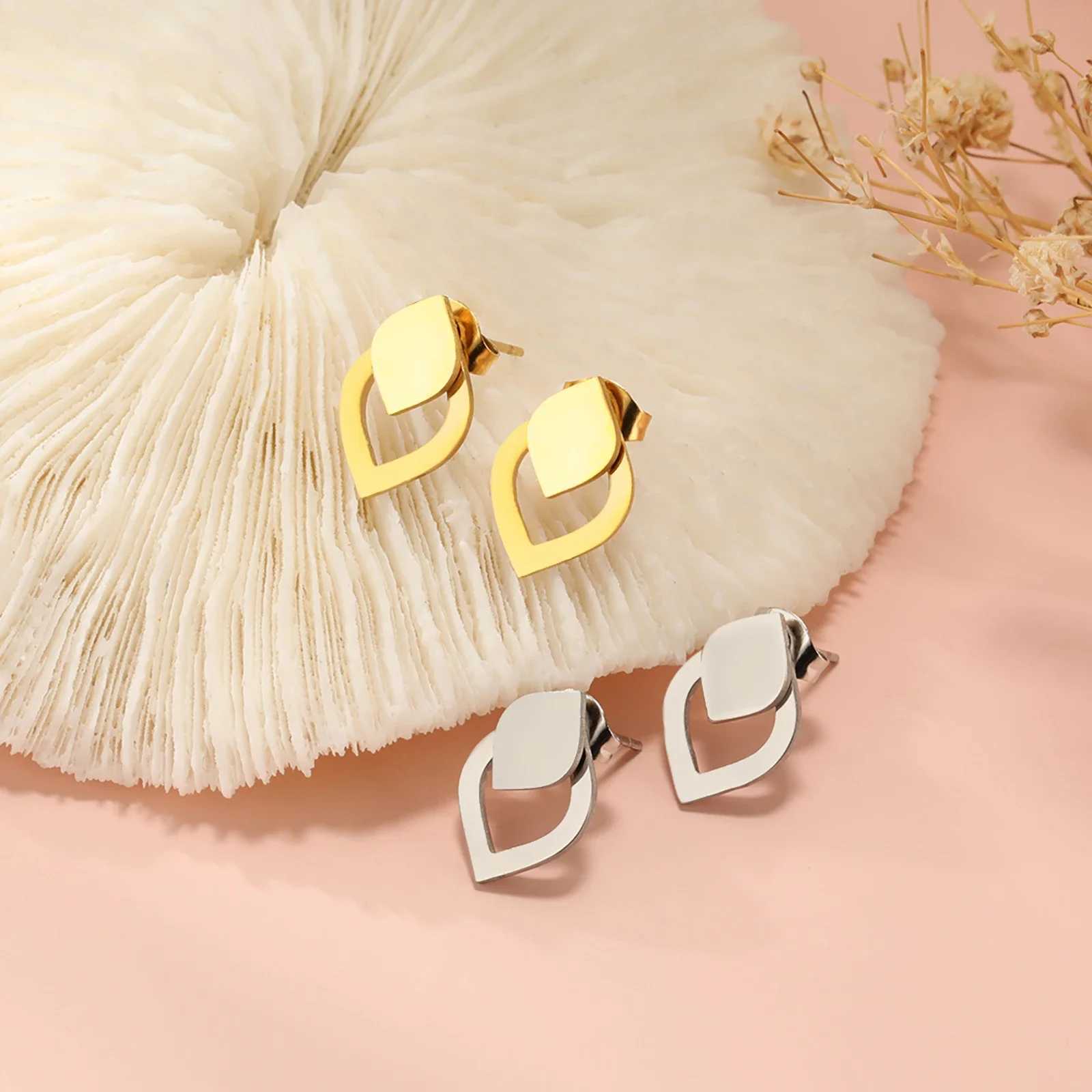 Skyrim Stainless Steel Gold Color Geometric Stud Earring for Women Girls Minimalist Square Triangle Ear Stud Trendy Jewelry Gift Z250408