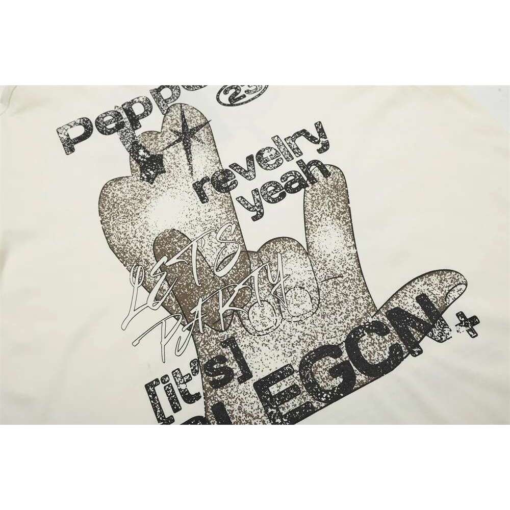 Creative Print Short Sleeve T-Shirt Mens Double-Sided Printed Summer High Street Loose Crew Neck Half-Sleeve Cotton Tee Men