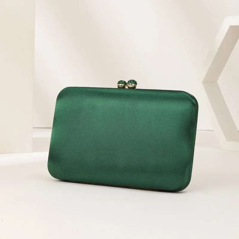 Emerald Silk Like Satin Evening Bag For Women Rhie Solid Color Clutch Purse Elegant Mother Hand Bags Bolsa Feminina