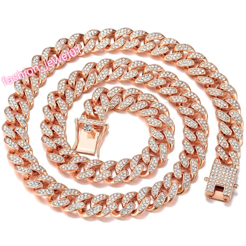 Iced Out Bling 5A Rhinestones Cuban Link Chain Mens Necklace Bracelet Crystal Curb Cuban Chain Hip Hop Bracelets Necklaces