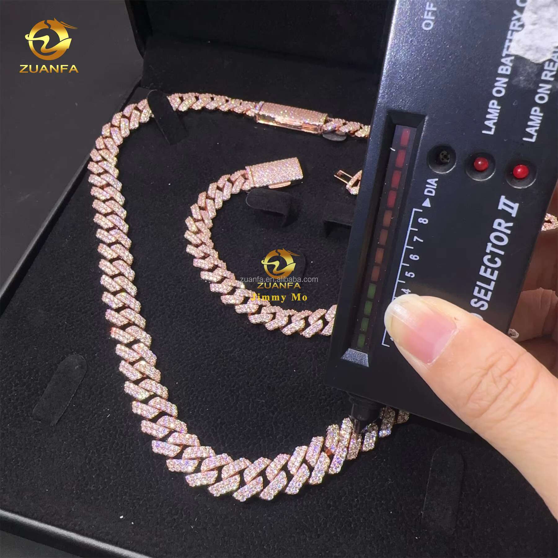Customized Rose Gold Plated Box 925 Solid Silver 12mm Two Rows Iced Out Hip Hop VVS1 Moissanite Miami Cuban Link Chain