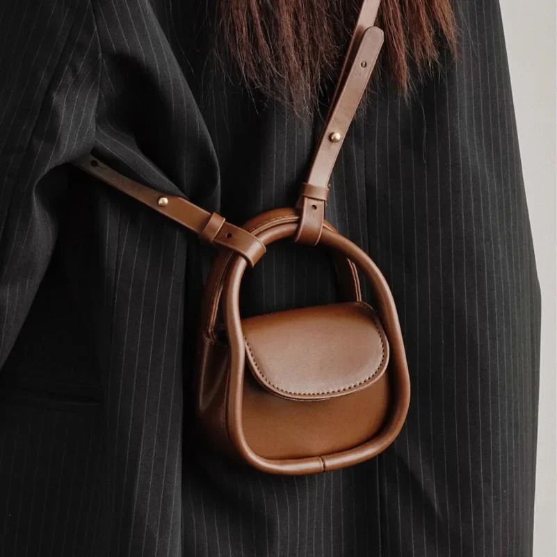 Fashion ner Mini Shoulder Bag Solid Color Black Pu Leather Cross Body Earplugs Lipstick Small Storage 250408