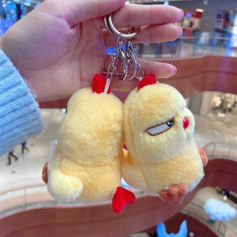Cute Angry Chicken Plush Doll Pendant Keychain School Luggage Pendant Decorative Toy Wholesale Women Men Car KeyringXJ250409