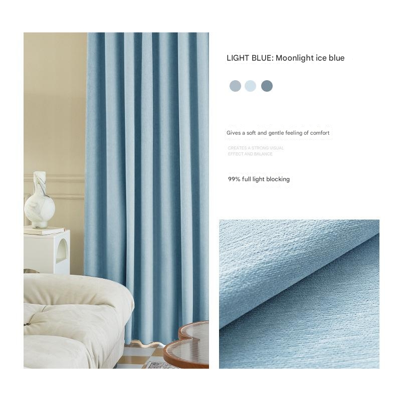 A948 Japanese style full blackout curtain thickened living room bedroom bay window macaron fabric balcony light luxury cotton linen chenille