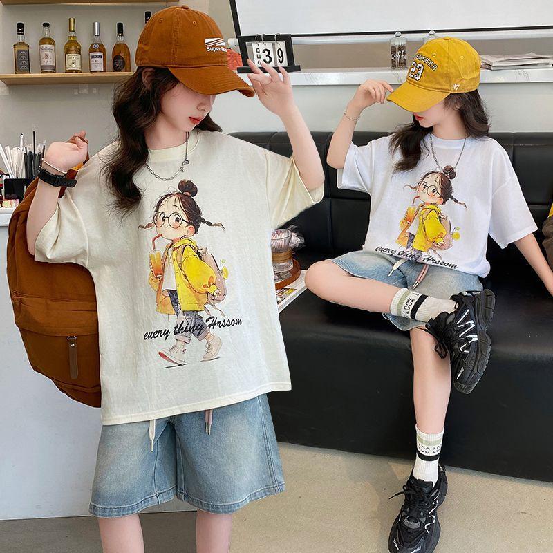 Ddmyshoesvip Cotton Children S Clothing T Shirts Short Sleeves Middle Aged Children Girls Tops Summer Fashion