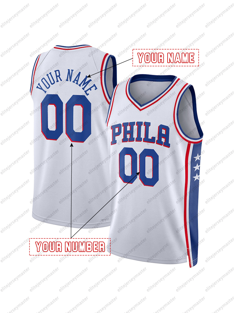 0 Tyrese Maxey Custom Basketball Jersey Embiid Stitched Personalized Customized Jerseys Custom Any Number Name 222