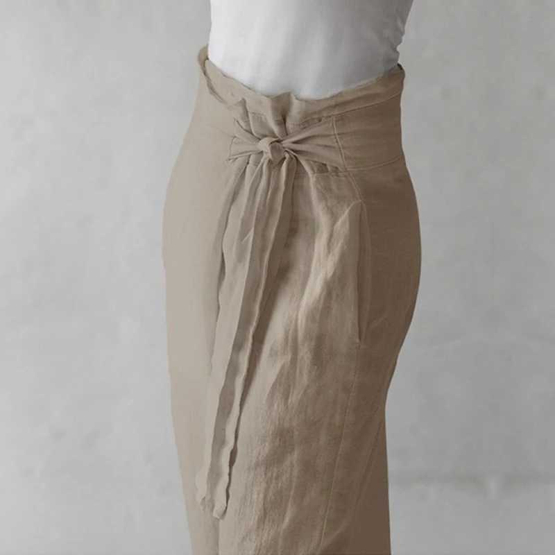 Womens spring summer cotton linen lace womens wide leg pants retro Ele literature harem mens Y2k pantsXJ250403