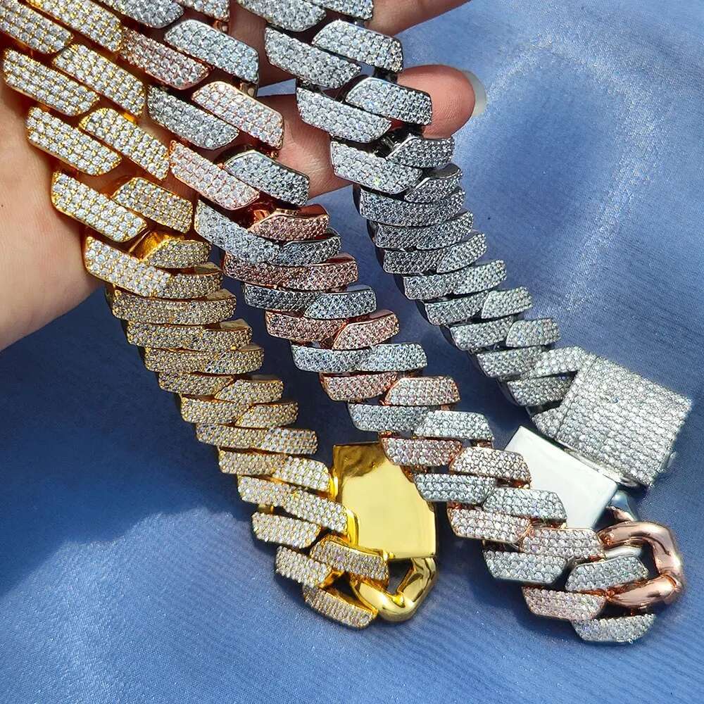 High Quality Hip Hop Jewelry 20mm Bling Iced Out Necklace Three Row Thick And Heavy Cuban Link Chain Necklace For Men