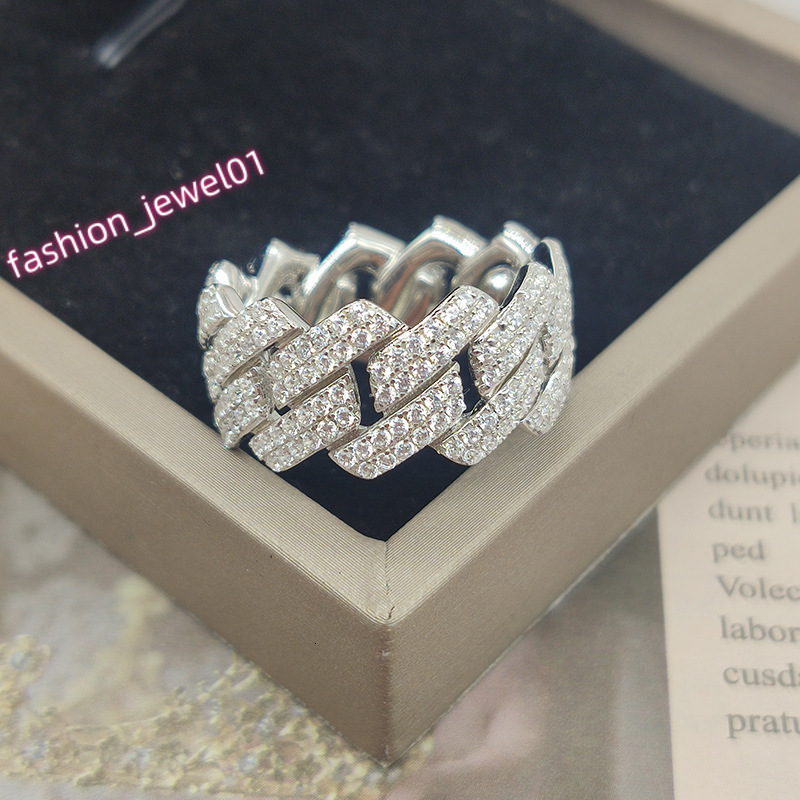 Hot Sale VVS Moissanite Iced Out Hip Hop Ring 925 Sterling Silver Ring With GRA Certificate