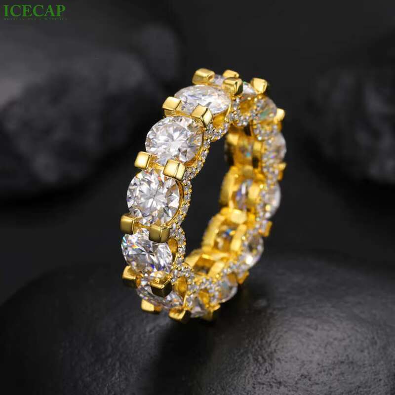 Luxury Custom VVS Moissanite Diamond Jewelry Ring Gold Plated 925 Sterling Silver Wedding Ring for Men Women Iced Out Charm Ring