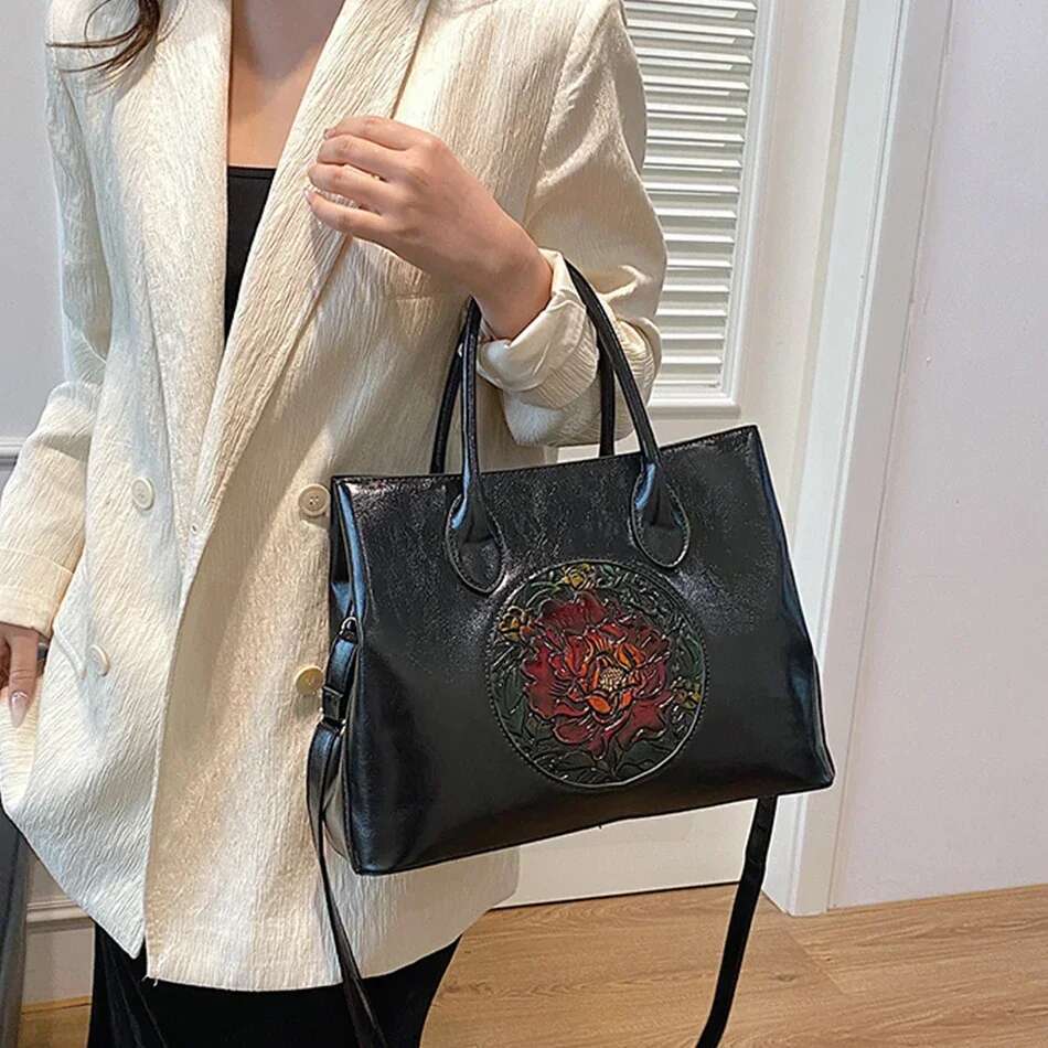Vintage Large Capatity Tote Shoulder High Quality Leather Crossbody For Women Designer Handbag Messenger Bags