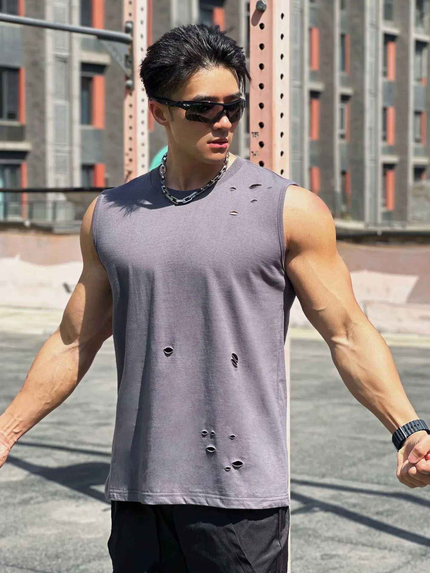 Mens summer new gym muscle vest sleeveless mens breathable fitness bra running vestXJ250409
