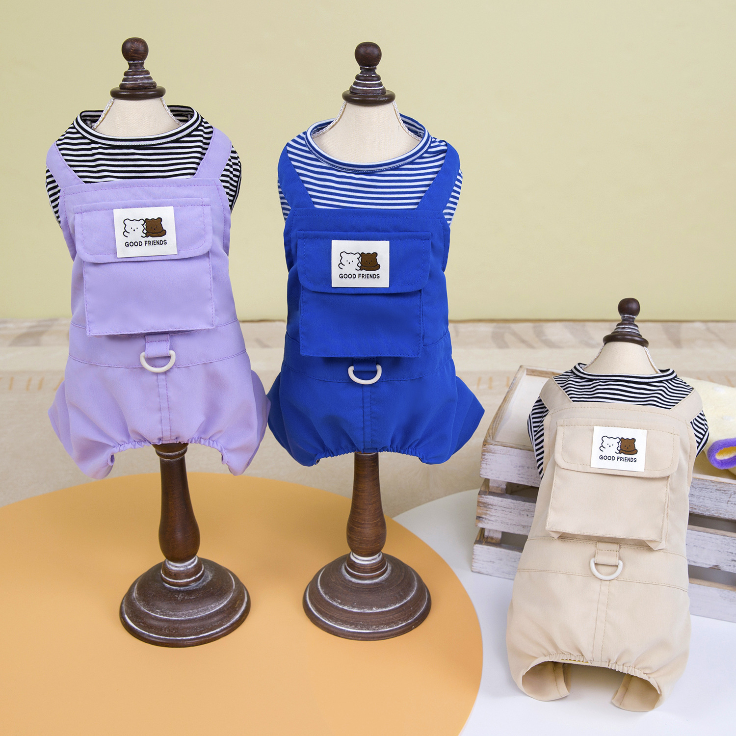 Fashion Small Dog Shirt with Leash Ring Dog Jumpsuit Snap Button Design Puppy Four Legged Suit with Pocket, Pet Summer Clothes for Cat Pomeranian York